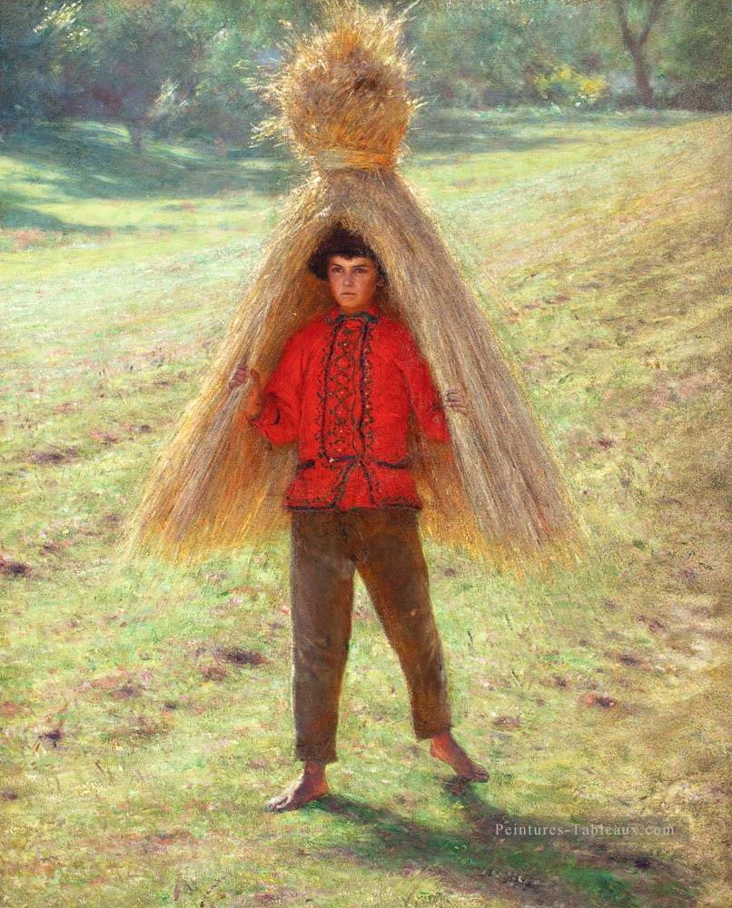 Garçon portant un Sheaf Aleksander Gierymski réalisme impressionnisme Peintures à l'huile